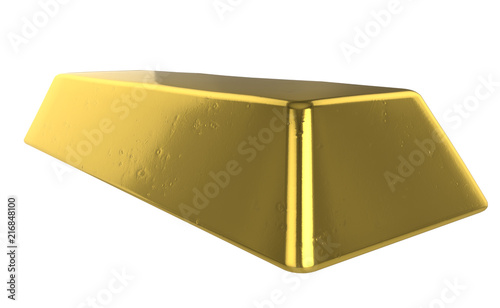 3D realistic render of Gold bar isolated on white background
