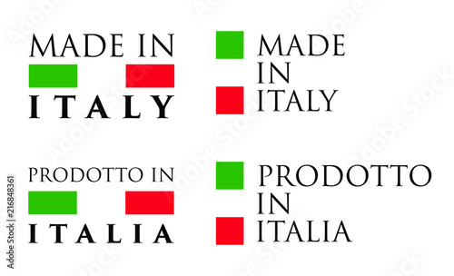 Simple Made in Italy / Prodotto in Italia (italian) label. Text with national colors arranged horizontal and vertical.