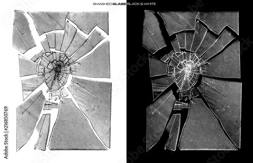 Bilde på lerret Smashed Glass Black and White 8
