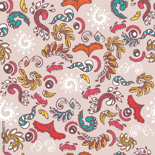 Vector vintage abstract doodle elements.Seamless pattern