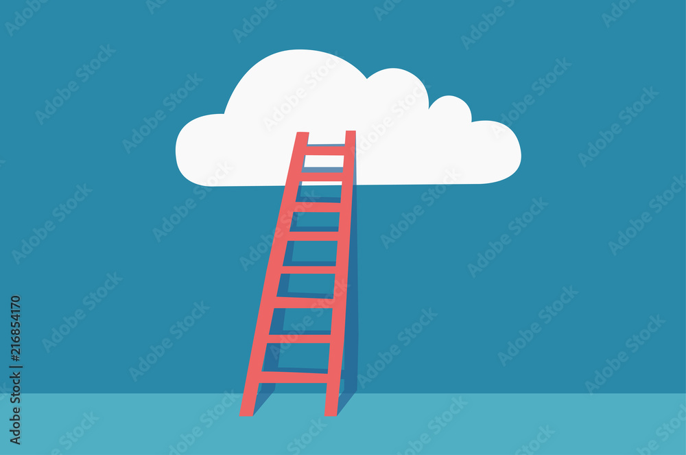 Ladder to clouds. Vector with minimalistic design Ladder to clouds. Vector with minimalistic design