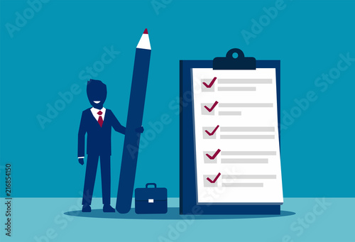 Vector of a business man with a checklist on the clipboard