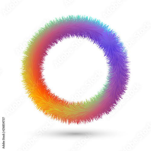 Round colorful fluffy frame