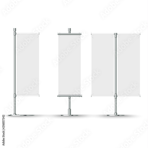 Collection of different blank white design banner flag