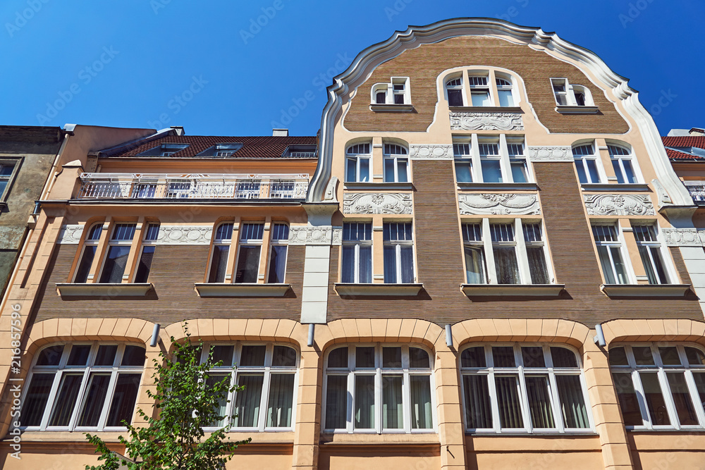 Art Nouveau facade of the building in Poznan. Art Nouveau facade of the building in Poznan.