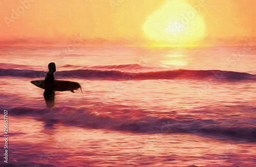 Silhouette of a Male Surfer During Sunrise in Myrtle Beach