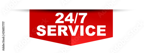 red vector banner 24/7 service