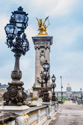 The Pont Alexandre III in a freezing winter day in Paris