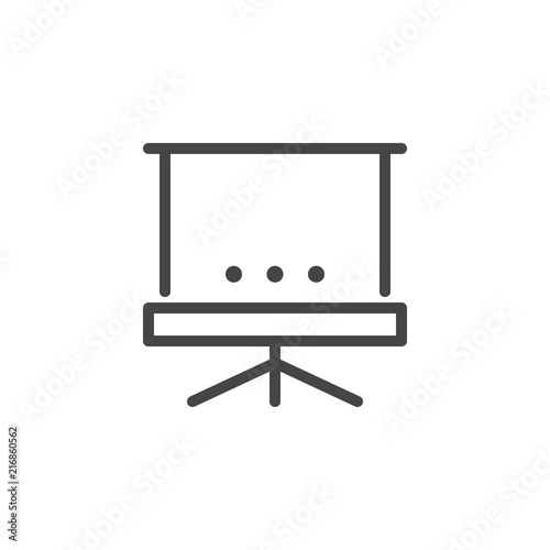 Projector screen line icon for seminars, conferences, presentations, business meetings. Portable billboard on tripod contour logo. Movie board. Vector illustration isolated