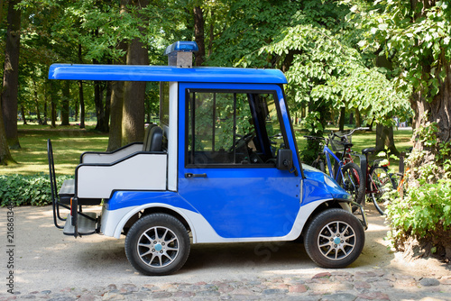 Guard electric cart. Museum security