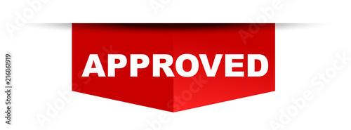 red vector banner approved