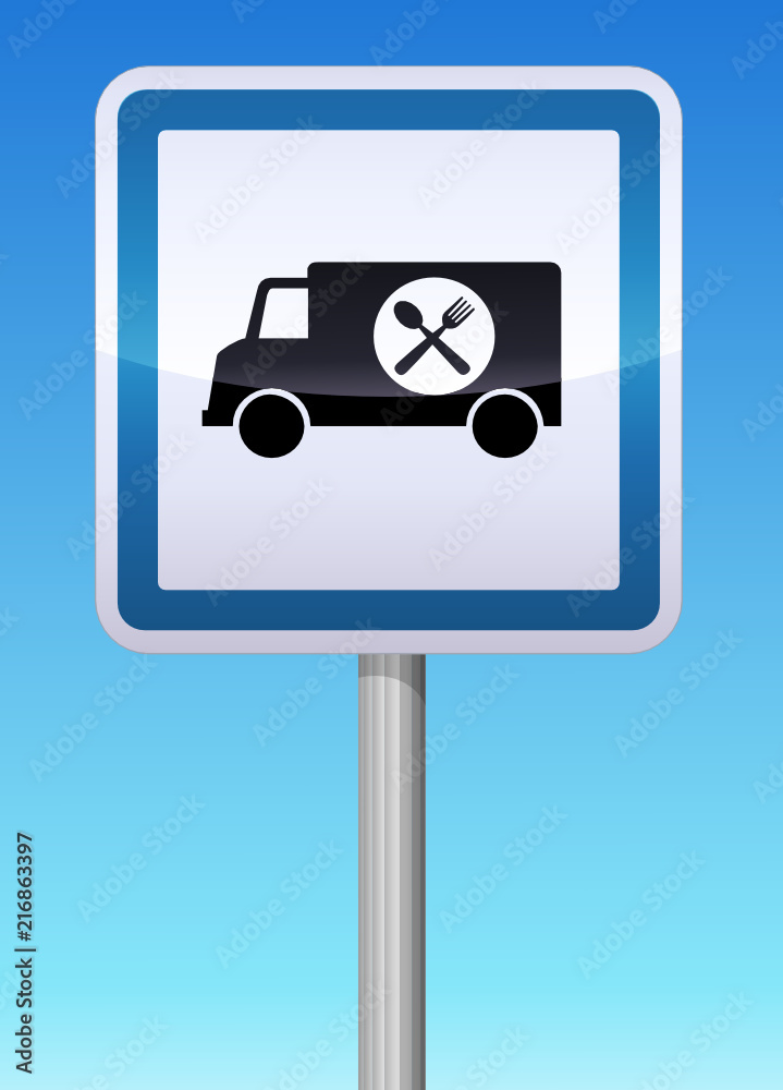 Panneau d'information food truck (ciel bleu) Panneau d'information food truck (ciel bleu)