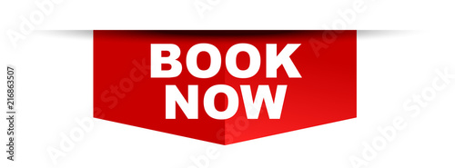 red vector banner book now