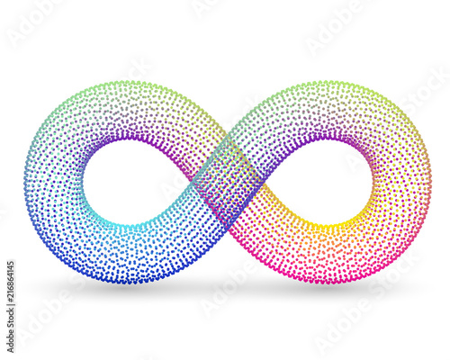 Rainbow infinity sign on white background photo