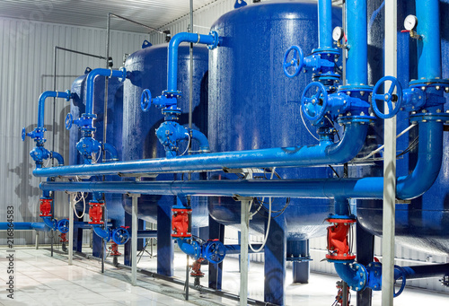Water purification filter equipment in plant workshop