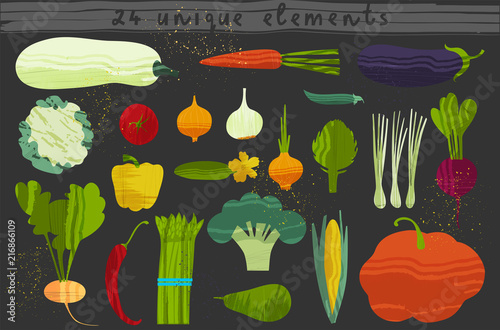 Set of vegetables. Vector illustration of healthy food design on the topic of vegetarianism and farm fair