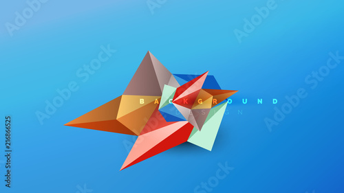 Abstract background - geometric origami style shape composition  triangular low poly design concept. Colorful trendy minimalistic illustration