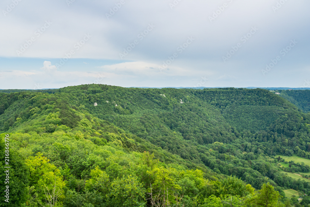 Germany, Green natural woodland landscape of swabian alb nature near Stuttgart