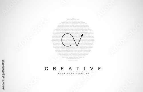 CV C V Logo Design with Black and White Creative Text Letter Vector.