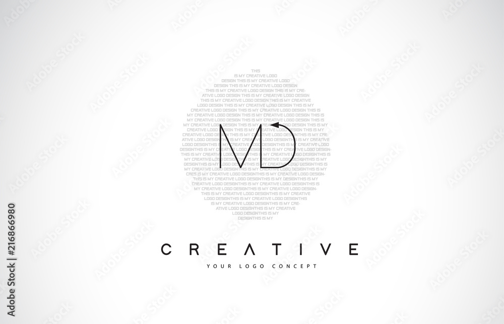 MD M D Logo Design with Black and White Creative Text Letter Vector. MD M D Logo Design with Black and White Creative Text Letter Vector.
