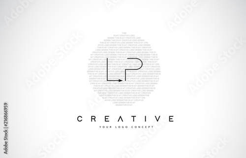 LP L P Logo Design with Black and White Creative Text Letter Vector.