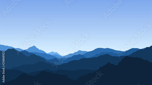 Obraz na plátně Landscape with mountains, view, nature, mountain range, clear sky