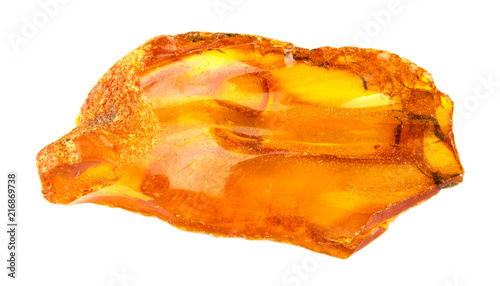 Photo raw amber stone isolated on white background, close-up