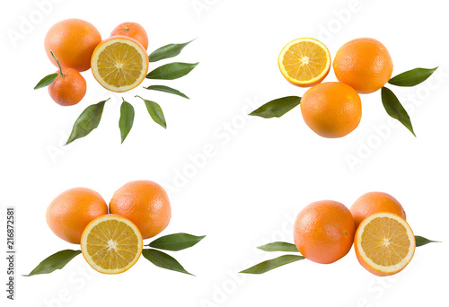 Fototapeta Naklejka Na Ścianę i Meble -  Oranges on a white background. Fresh citrus fruits on a white background.