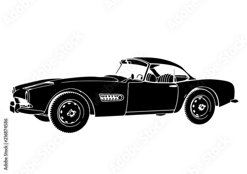 silhouette of retro sports car vector