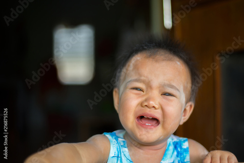 Asian baby face is crying