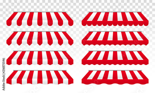 Awning tent with vector red and white stripes