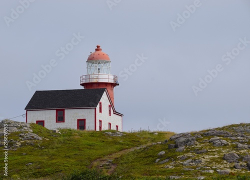 red and white lighthouse at Ferryland, Newfoundland Canada