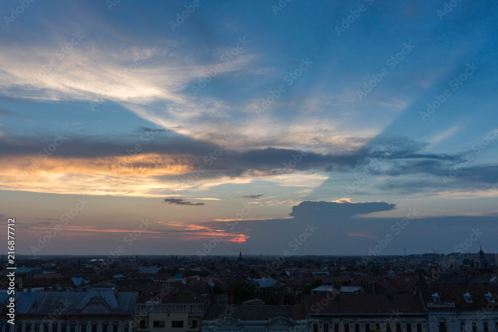 Sunset over Arad city, Romania