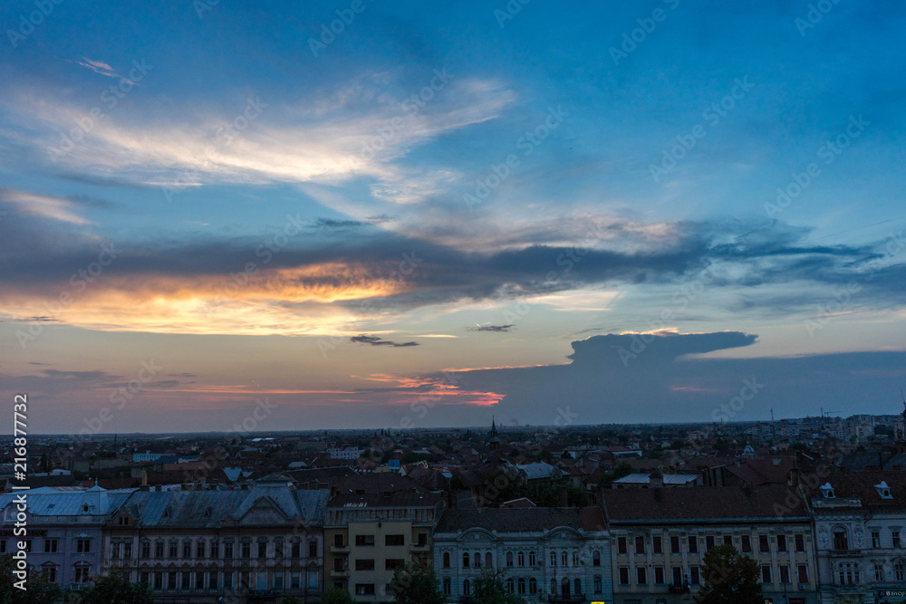 Sunset over Arad city, Romania