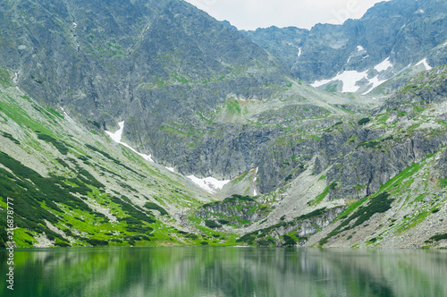 National park. View of blue Lake in the Mountains.