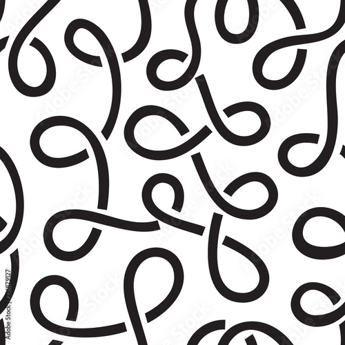 Seamless linear pattern with thin curl lines and scrolls. Vector illustration