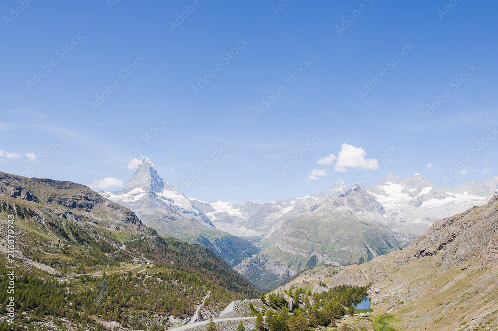 Zermatt, Alpen, Matterhorn, Walliser Berge, Zinalrothhorn, Wellenkuppe, Gletscher, Wanderweg, Zmuttgletscher, Wallis, Sommer, Schweiz