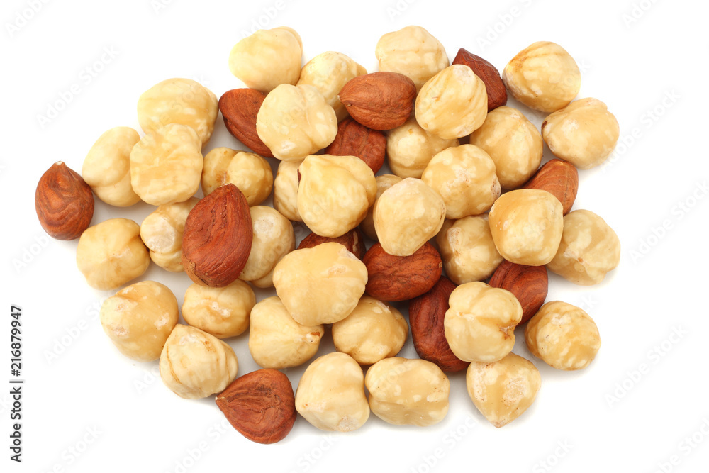 hazelnuts isolated on a white background. macro hazelnuts isolated on a white background. macro