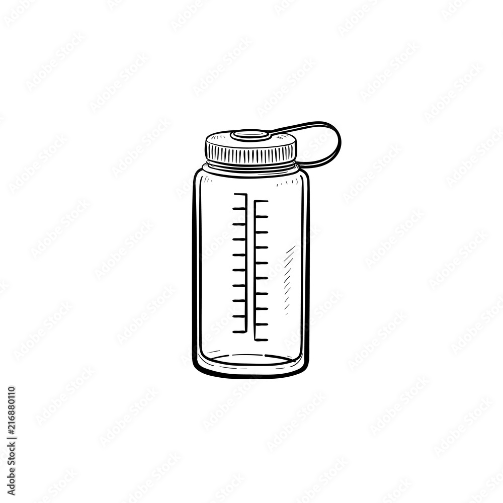 Sports water bottle hand drawn outline doodle icon. Plastic water container, healthy drink, refresh concept. Vector sketch illustration for print, web, mobile and infographics on white background. Sports water bottle hand drawn outline doodle icon. Plastic water container, healthy drink, refresh concept. Vector sketch illustration for print, web, mobile and infographics on white background.