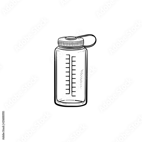 Sports water bottle hand drawn outline doodle icon. Plastic water container, healthy drink, refresh concept. Vector sketch illustration for print, web, mobile and infographics on white background.