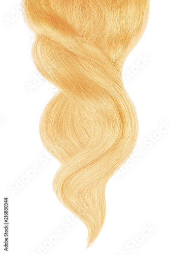 Blond hair on white background