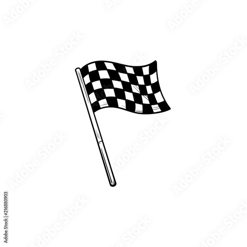 Waving racing checkered flag hand drawn outline doodle icon
