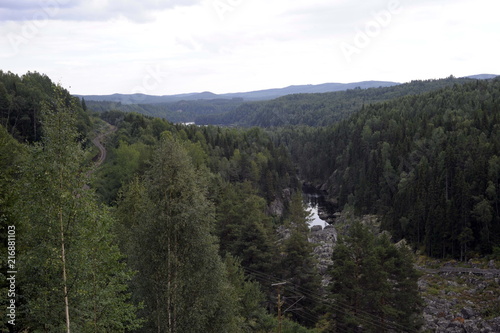 Ecological tourism, nature, beautiful rural landscape, fields, meadows, mountains, village, sky