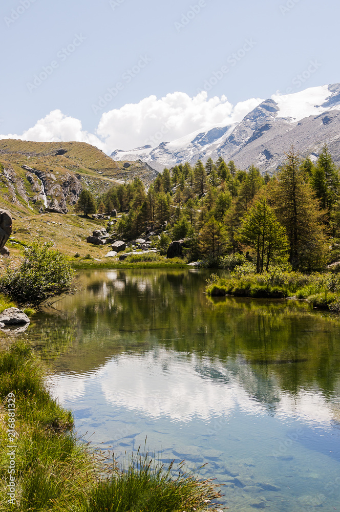 Zermatt, Grindjisee, Bergsee, Spiegelung, Wallis, Walliser Berge, Alpen, Wanderweg, Blauherd, Sunnegga, Findeln, Gletscher, Schlucht, Sommer, Schweiz