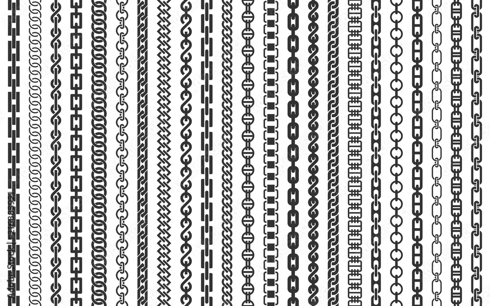 Chain pattern brush set. Vector illustration Stock Vector | Adobe Stock