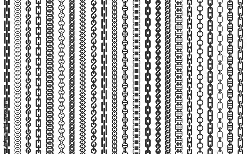 Chain pattern brush set. Vector illustration