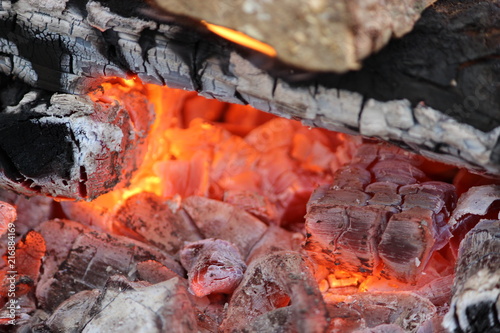 Bild auf Leinwand close up on burning bon fire