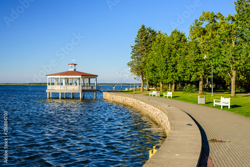 Sightseeing of Haapsalu. The Baltic sea promenade in the centre of Haapsalu, a beautiful summer view, Estonia photo