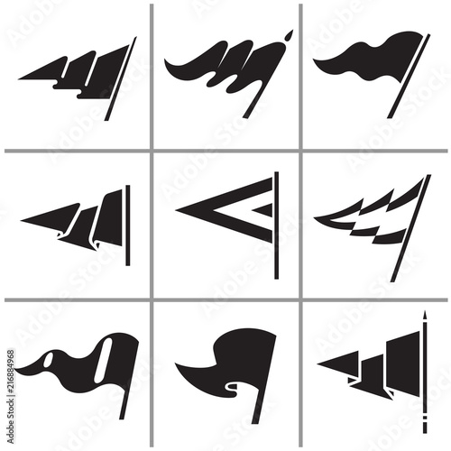Triangle flag icon and signs set. Vector illustration
