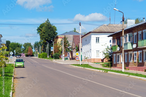 Typical streets of a small city with low houses, Venev, Tula region, Russia